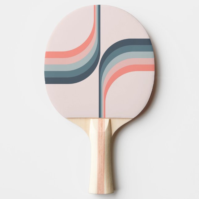 Raquete De Ping Pong Arcos coloridos no estilo retrô (Frente)