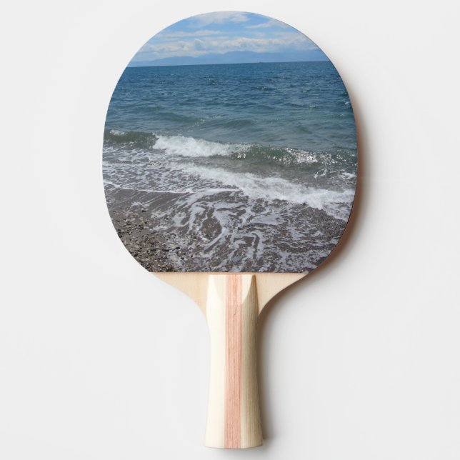Raquete De Ping Pong Areia e Ondas do Oceano (Frente)