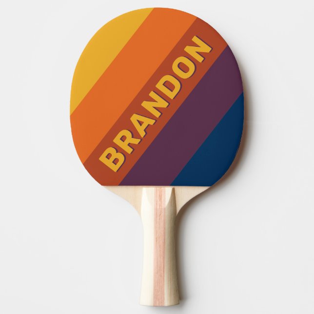 Raquete De Ping Pong Argila Seca pelo Sol Ousada Listrada com Nome (Frente)