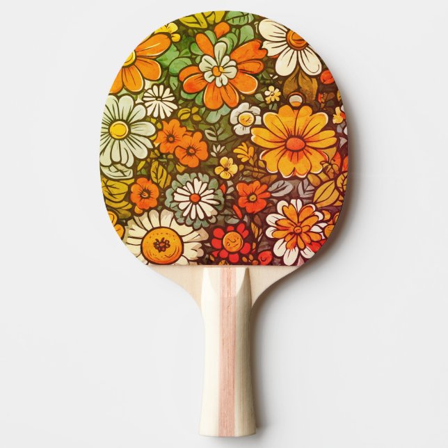 Raquete De Ping Pong Arranjo floral animado (Frente)