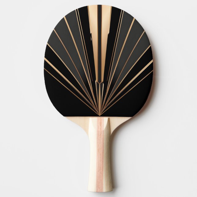 Raquete De Ping Pong Art Deco Gold Fan Geometric Elegance (Frente)