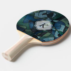 Raquete De Ping Pong Arte abstracta Monogrammed de Digitas da cerceta