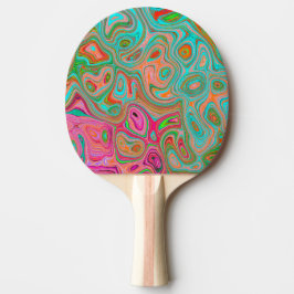 Raquete De Ping Pong Arte abstrata groovy retrô trippy laranja e aqua