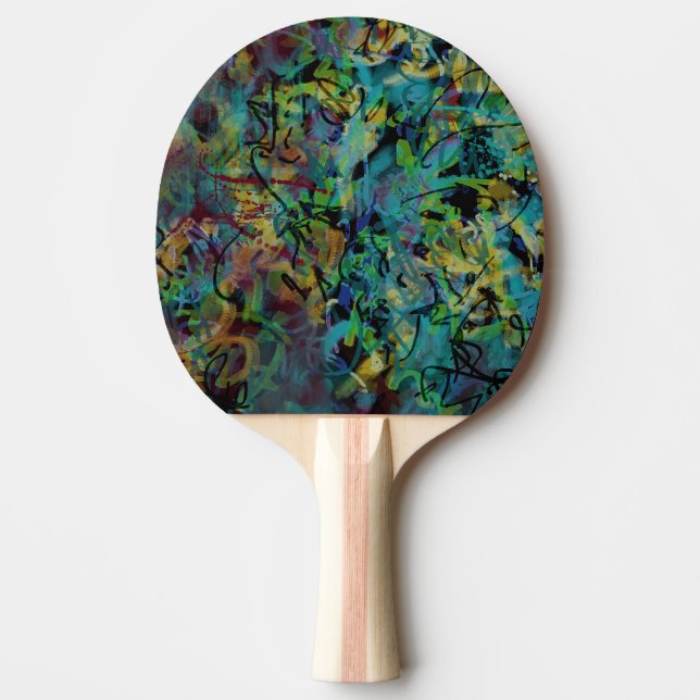 Raquete De Ping Pong Arte Abstrato Rabiscado Multicolorido (Frente)