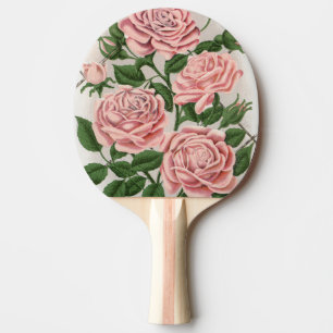 Raquete De Ping Pong Arte Botânica Rosa Rosa Vintage Estilo Cottagecore