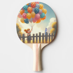 Raquete De Ping Pong Arte de balões brancos/fofinhos
