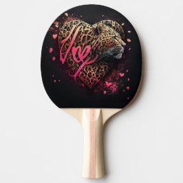 Raquete De Ping Pong Arte de Grafite de Amor Coração de Leopardo