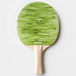 Raquete De Ping Pong Arte de Tinta Abstrato Verde Personalizada