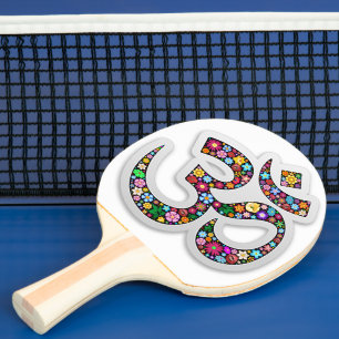 Raquete De Ping Pong Arte do Símbolo Floral Namaste