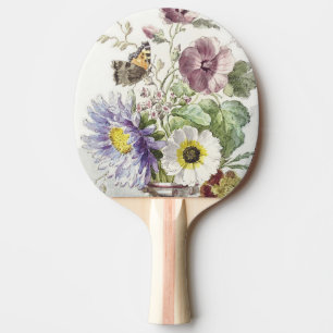 Raquete De Ping Pong Arte Floral de Borboleta Vintage de William van Le