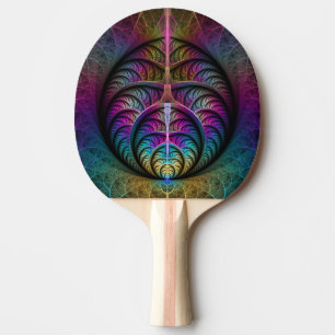 Raquete De Ping Pong Arte Fractal Abstrato com Padrão Trippy