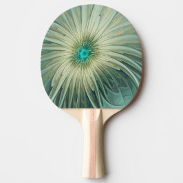 Raquete De Ping Pong Arte fractal de flor de fantasia em verde sage abs