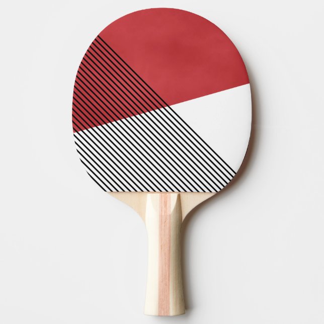 Raquete De Ping Pong Arte geométrica simples, branca e vermelha (Frente)
