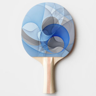 Raquete De Ping Pong Arte Gráfica Moderna Abstrata Azul Cinza Fractal