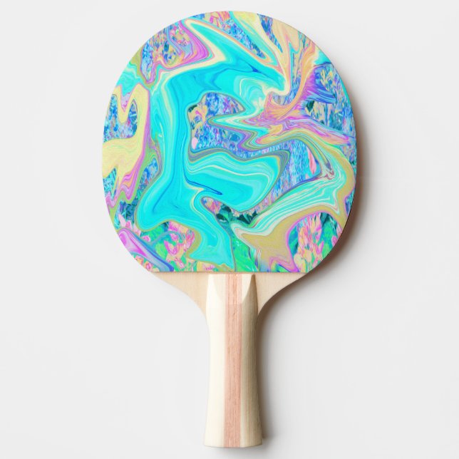 Raquete De Ping Pong Arte Líquida Azul-Aqua Retroativa em Hydrangeas Ab (Frente)
