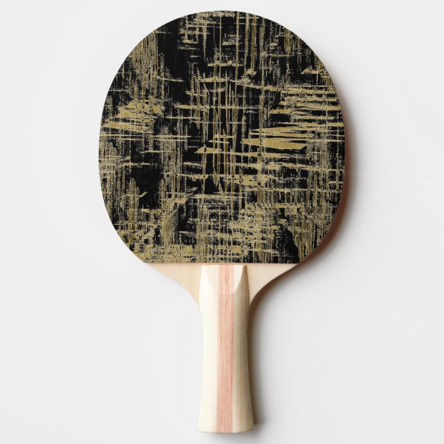 Raquete De Ping Pong Arte Moderna Preta e Dourada (Verso)