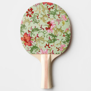 Raquete De Ping Pong Arte Nova Antiga Chinoiserie Floral Chinesa
