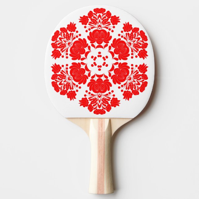 Raquete De Ping Pong Arte popular polonesa - padrão dos bordados florai (Frente)