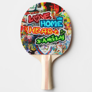 Raquete De Ping Pong Arte Urbana Colorida Funky Graffiti Amor Casa Cora