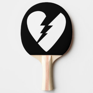 Raquete De Ping Pong Arte vetorial de coração partido a preto e branc