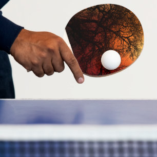 Raquete De Ping Pong Árvore de inverno de Silhueta Sunset