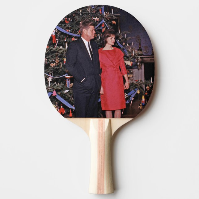 Raquete De Ping Pong Árvore de Natal Presidente John Kennedy & Jacqueli (Frente)