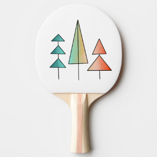 Raquete De Ping Pong árvores arco-íris modernistas de meados do século