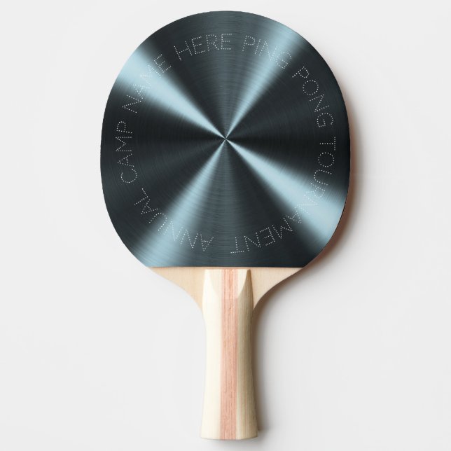 Raquete De Ping Pong Aspecto Metálico Radial Personalizado - Azul Claro (Frente)