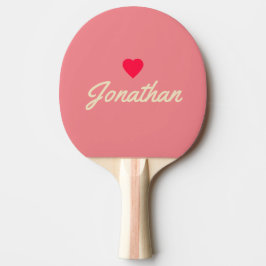 Raquete De Ping Pong Assinatura Coração Vintage de Pêssego de Meados do