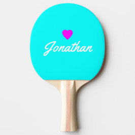 Raquete De Ping Pong Assinatura de Coração PR Ciano Retro Elétrico Vint