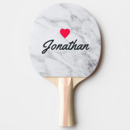 Raquete De Ping Pong Assinatura de Coração Vintage de Mármore Branco Li