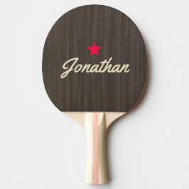 Raquete De Ping Pong Assinatura Estrela Vintage Madeira Moderna Escura