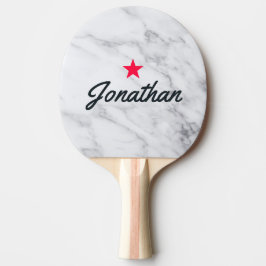 Raquete De Ping Pong Assinatura Estrela Vintage Mármore Branco Limpo Mo