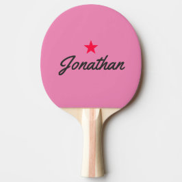 Raquete De Ping Pong Assinatura Estrela Vintage Rosa e Preto