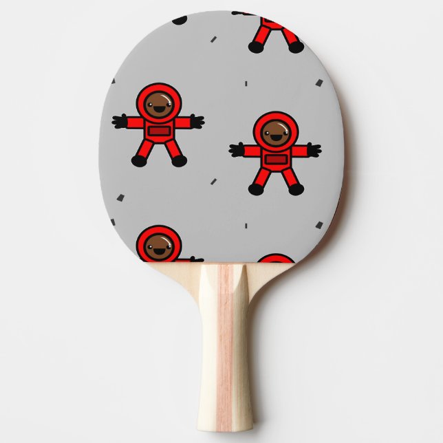 Raquete De Ping Pong Astronautas de terno vermelho em cinzas (Frente)
