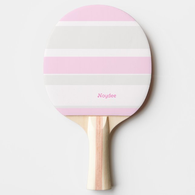 Raquete De Ping Pong Asymmetric Stripes Lines Grey Pink White (Frente)
