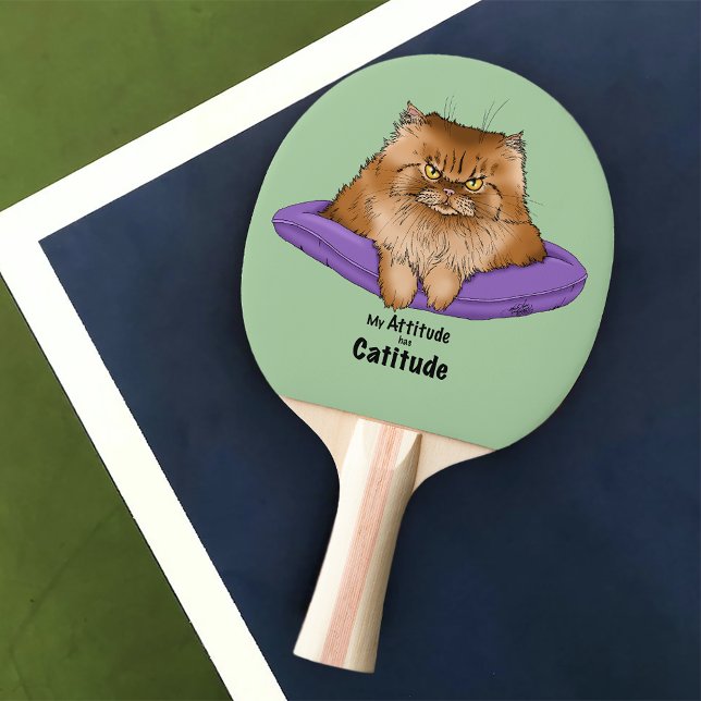 Raquete De Ping Pong Atitude engraçada de gato (Criador carregado)