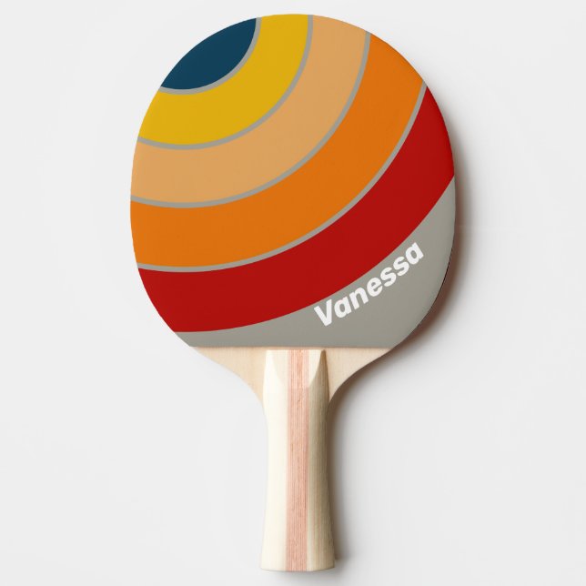 Raquete De Ping Pong Aurora Arcade Círculo Listrado com Nome (Frente)