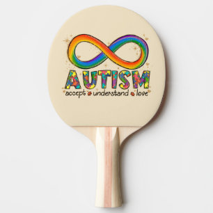 Raquete De Ping Pong Autismo - Símbolo Infinito - Aceitar, Entender, Am