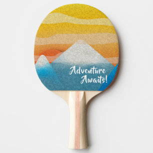Raquete De Ping Pong Aventura Aguarda O Pôr Do Sol Da Montanha