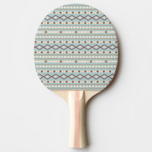 Raquete De Ping Pong Aztec Formas Padrão Rastreamento Creme Azul-Teal