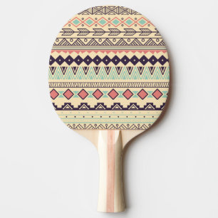 Raquete De Ping Pong Aztec Tribal Stripes: Ilustração Vintage