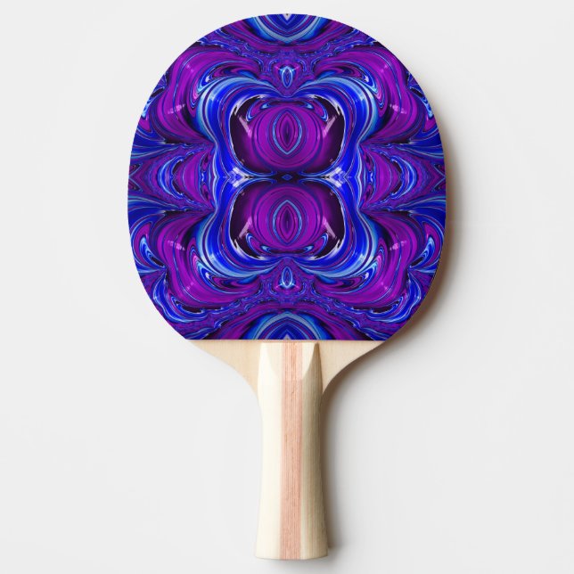 Raquete De Ping Pong ~ AZUL AZUL ~ Fractal Original ~ Ping Pong Paddl (Frente)