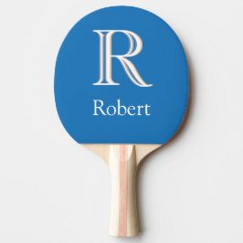 Raquete De Ping Pong  Azul com Monograma e Nome Tricolorido Personaliza