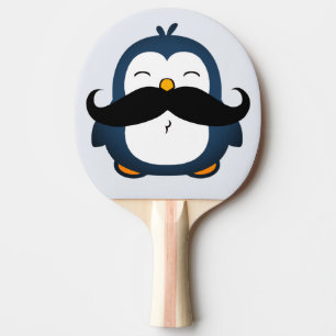 Raquete De Ping Pong Azul de Tendência do bigode pinguim
