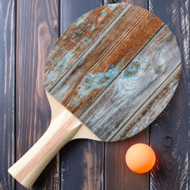 Raquete De Ping Pong Azul Desbotado Lavado em Madeira