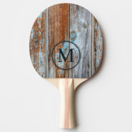 Raquete De Ping Pong Azul Desbotado Madeira Monograma