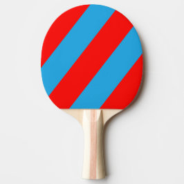 Raquete De Ping Pong Azul Elétrico Retro Vermelho Três Listras Negras