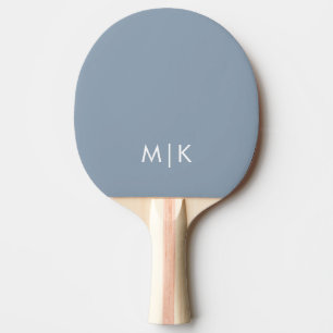 Raquete De Ping Pong Azul empoeirado e branco   Monograma moderno