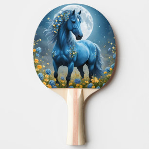 Raquete De Ping Pong Azul Fantasia Flores de Lua de Cavalo Mágico,